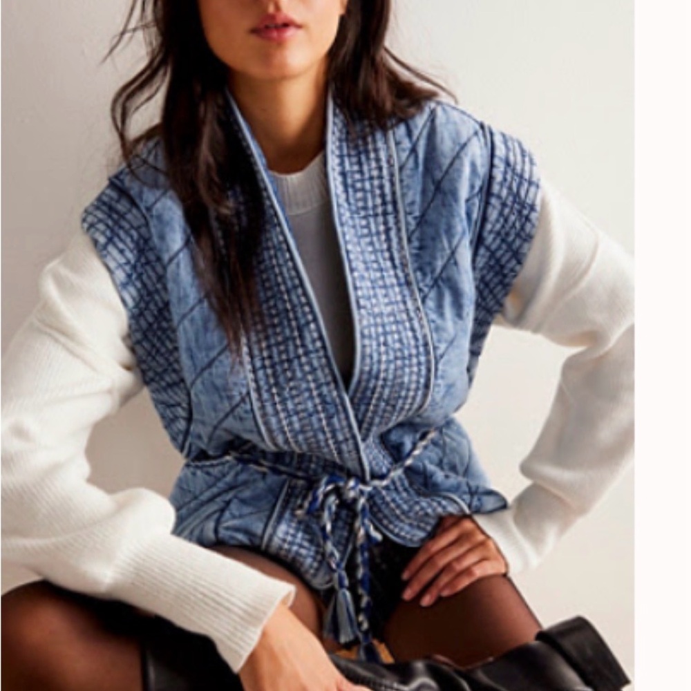 Blue and White Women's Sweater